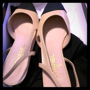 SOLD Chanel Classic Two Tone Slingback Flats